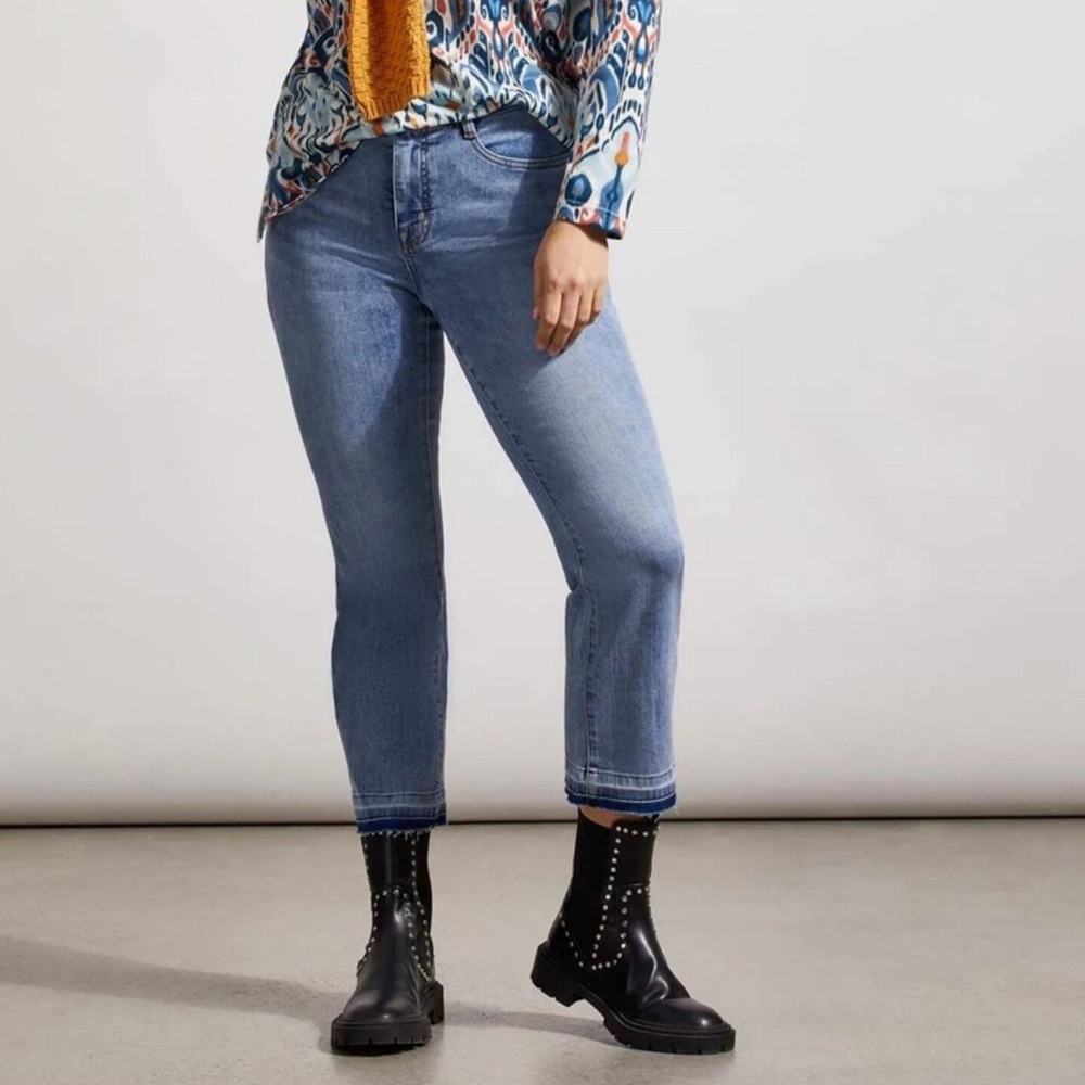 Tribal Women's Sophia Curvy Micro Flare Crop Jeans Size 16